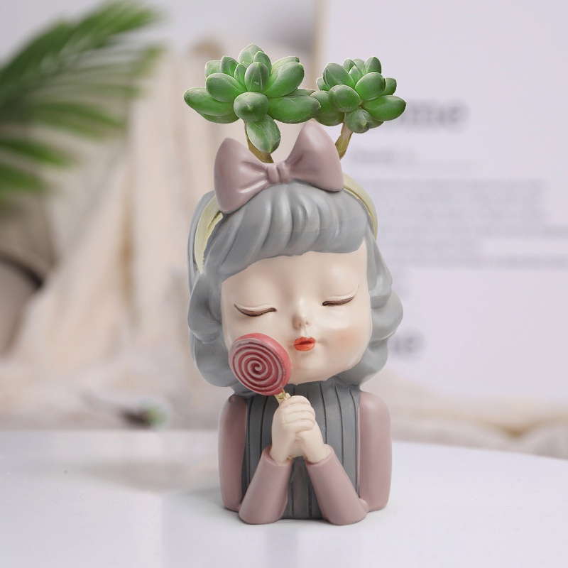 Siy Cetakan Pot Bungatanaman Bahan Silikon Desain Gadis Lucu Untuk Dekorasi Diy