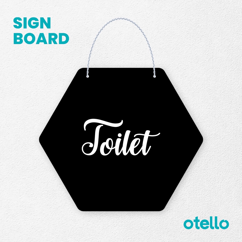 Otello Sign Tulisan Toilet Latin Signage Board Acrylic Papan Gantung Akrilik Rantai Petunjuk Toko Modern Minimalist Kafe Restoran Kantor Gedung Cafe