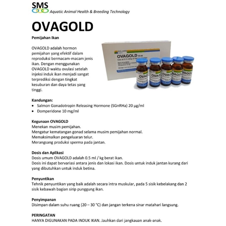 OVAGOLD 10ML OBAT PEMIJAHAN IKAN HORMON OVAPRIM GONADOTROPIN SALMON