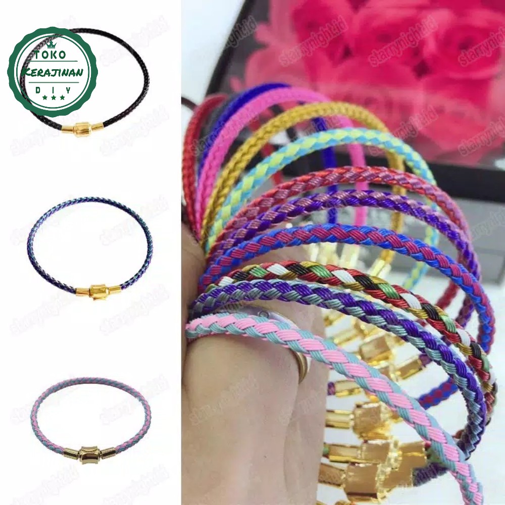 Gelang Tali Kawat Anti Air Pandora Waterproof Untuk Charm Liontin Emas