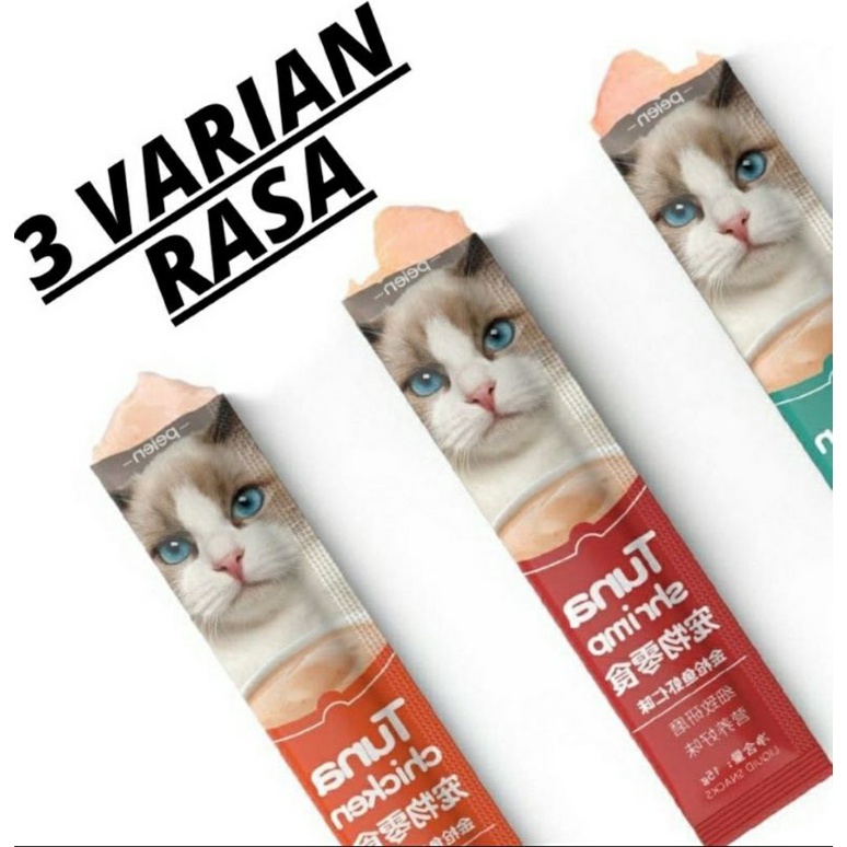 Snack Hewan Peliharaan Cat Strip 15g/Strip Kucing Kecil Dan Kucing Besar Snack Pengemukan Mirip Bio Creamy