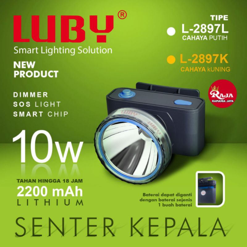 Headlights Senter Kepala Original Luby 10 Watt Type Terbaru L-2897