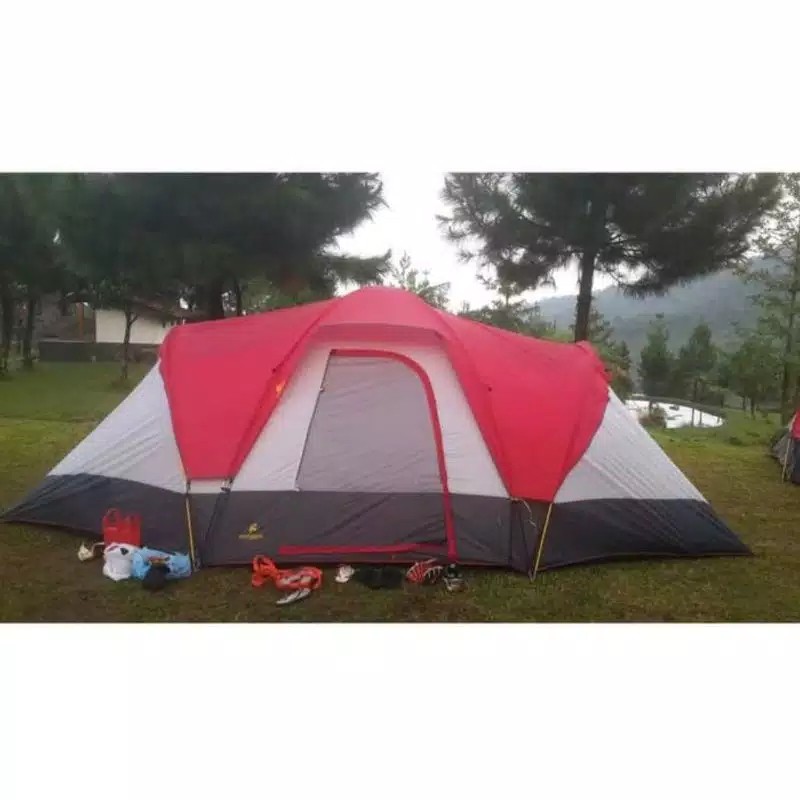 Tenda camping dobel layer alas terpal kapasitas 10 orang dewasa lebih - tenda kemping Outdoor/indor