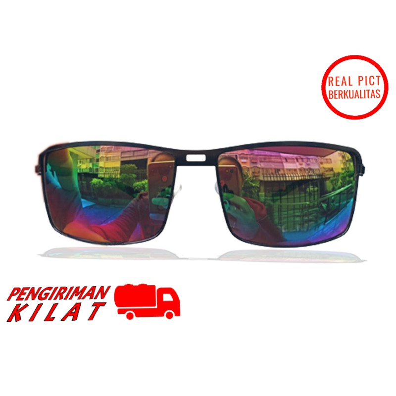 Kacamata Hitam Pria Wanita Fashion Retro Colorful Sunglasses Unisex Kaca Mata Gaya Hitam Anti UV