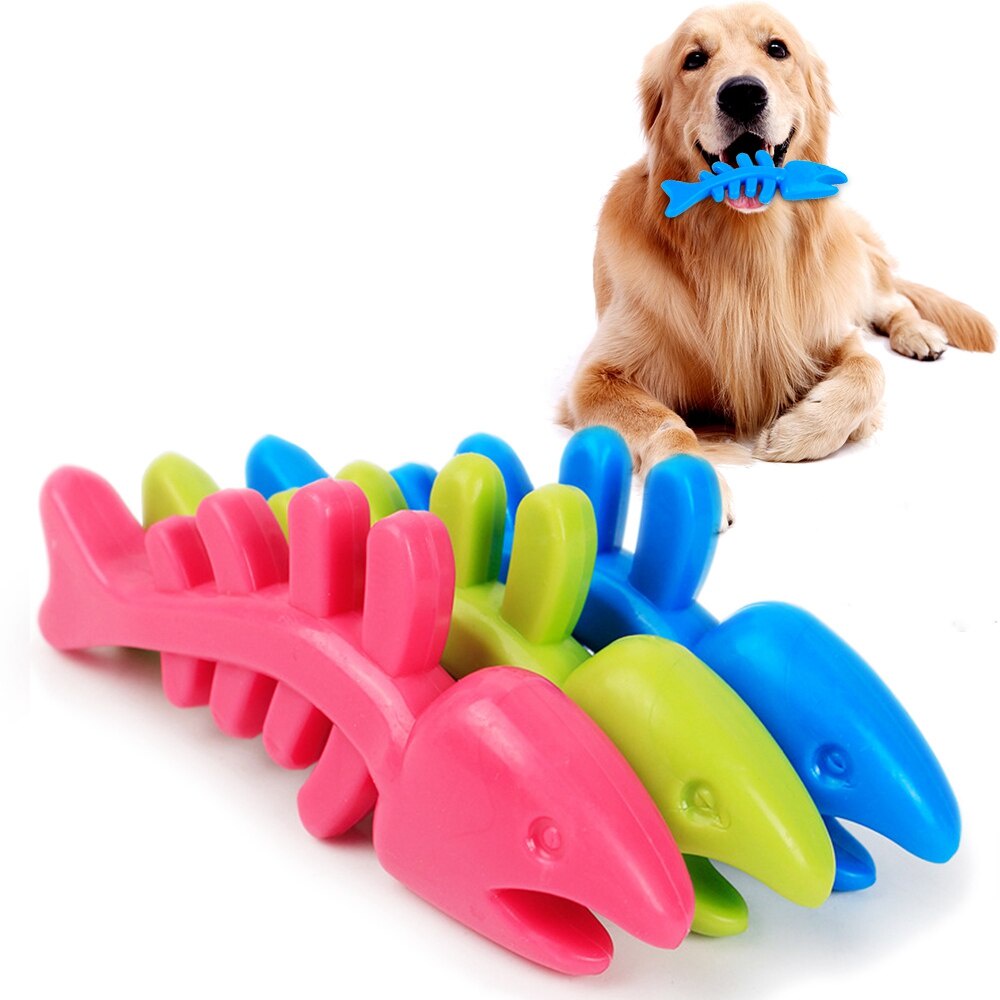 Mainan Kucing/Anjing Tulang IKan/Dog Puppy Cat Rubber Dental Teeth Chew Training Toys