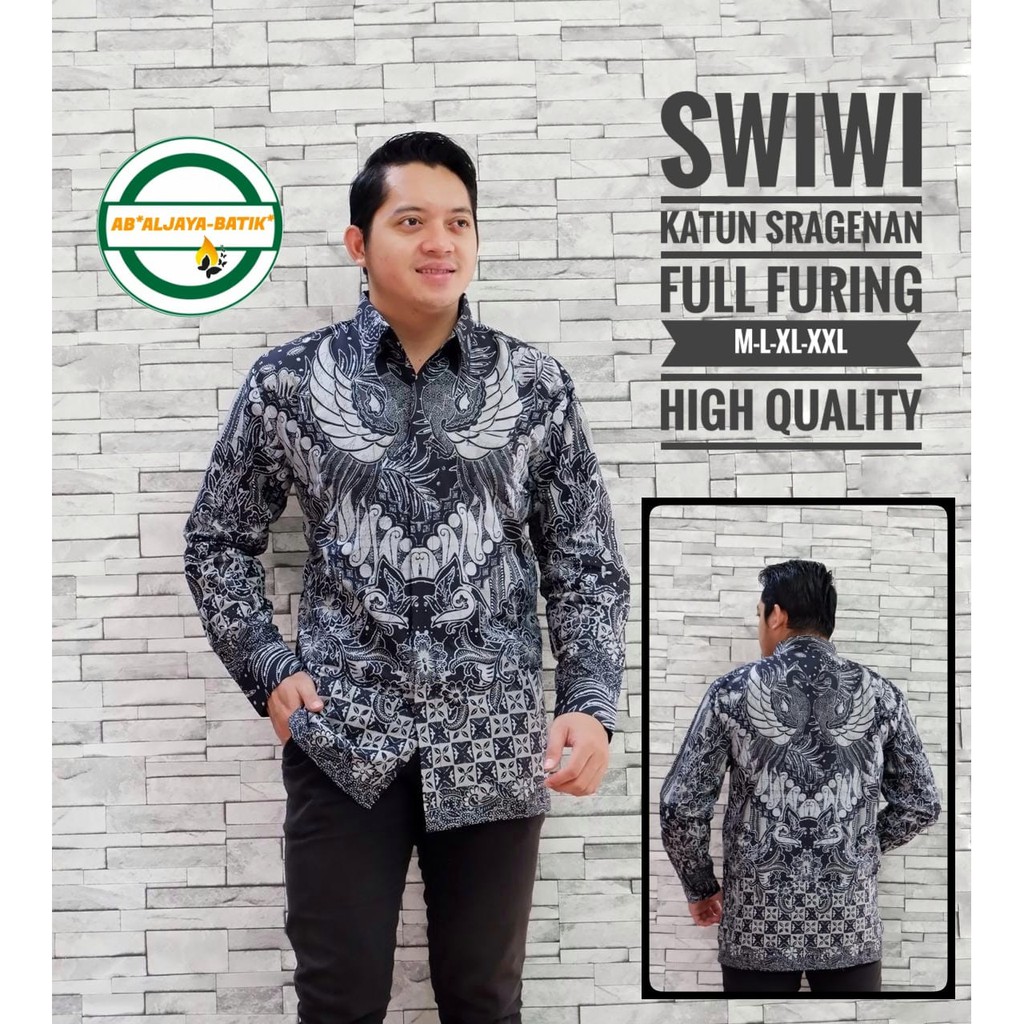 SWIWI Atasan Kemeja Batik Pria PREMIUM Lengan Panjang Katun Halus FULL FURING Batik Aljaya