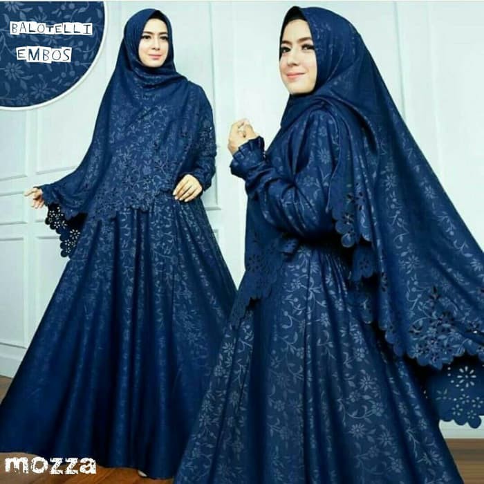 Gamis Syari new gamis mozza syari navy - Putih Murah