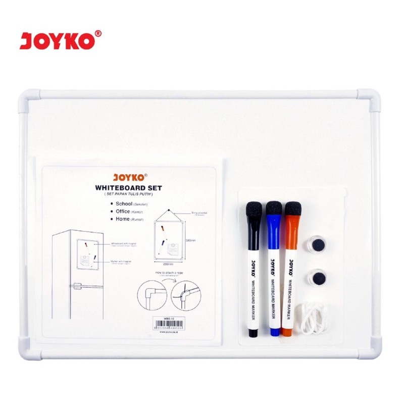 JOYKO WHITE lBOARD SET - PAPAN TULIS PUTIH WBS 10 INCLUDE MARKER / ERASER / MAGNET PORTABLE KECIL RINGAN