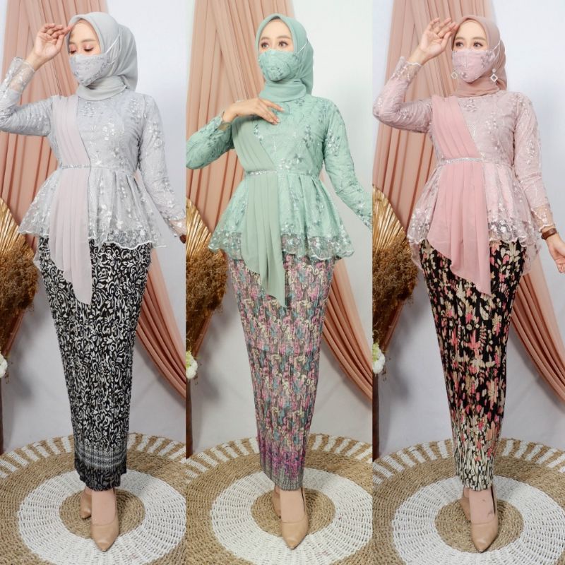 Set Kebaya Aurora Selendang Mutiara Terbaru / Kebaya Modern / Kebaya brokat / Atasan Wanita / Outfit Baju Pesta / Kebaya Terbaru / Kebaya Tunik / Set Kebaya Wisuda / Kebaya Kondangan / Tunik Wisuda /