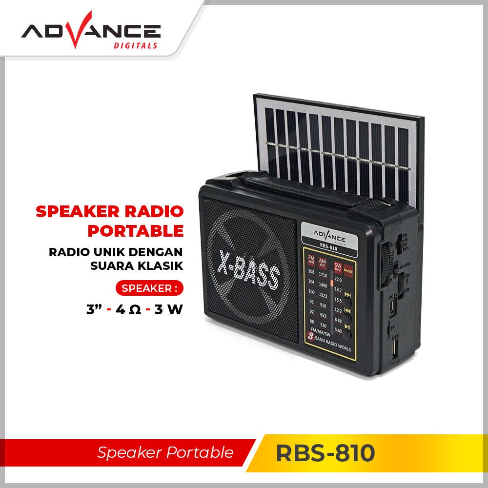 【READY STOCK】 Advance Radio Bluetoohth USB TF card 3 Band FM/AM/SW1 with LED light RBS 810