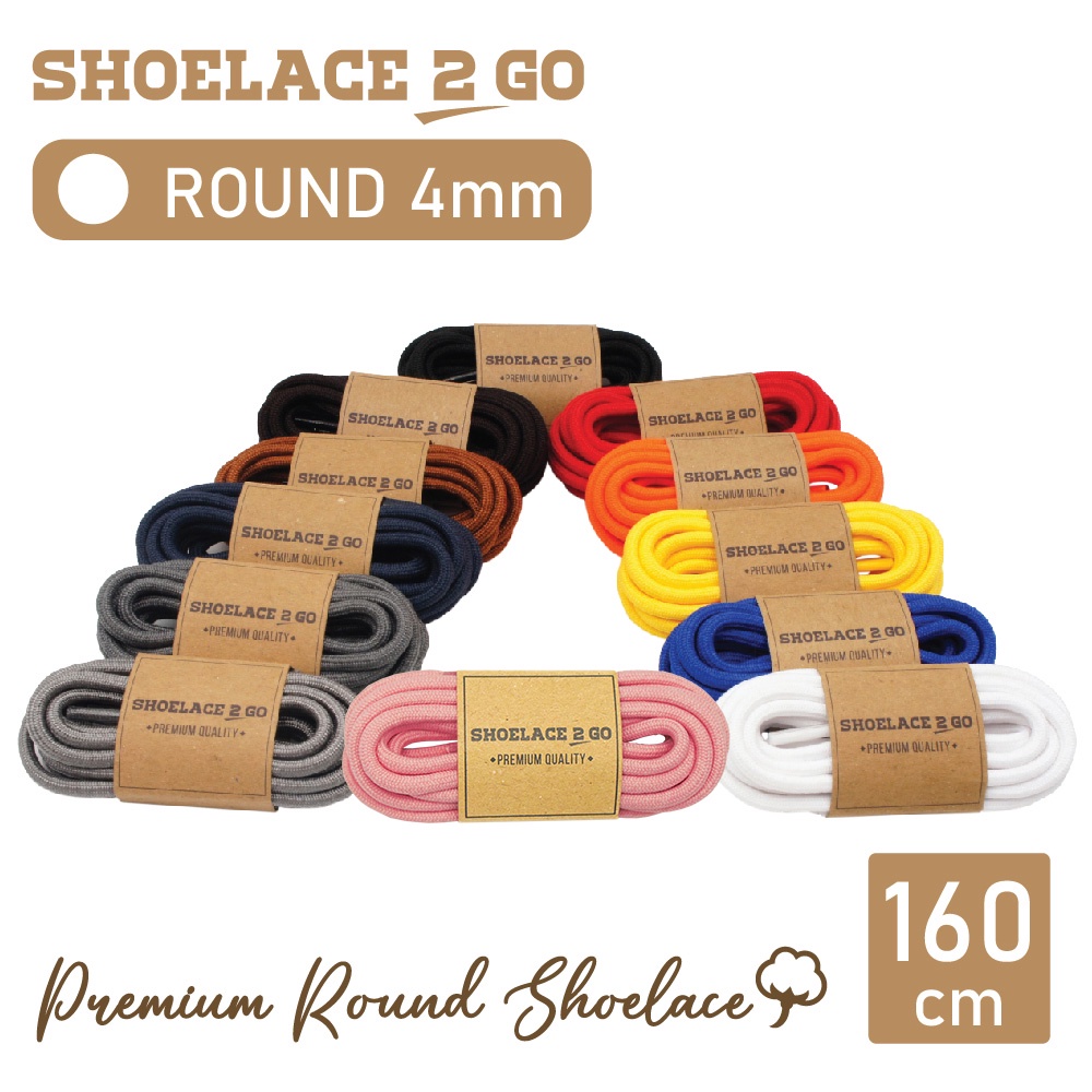 SHOELACE 2 GO PREMIUM TALI SEPATU BULAT ROUND - SR4 - 160CM - 4MM