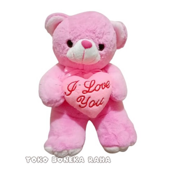 Boneka Teddy Bear Love Pink Ukuran M SNI