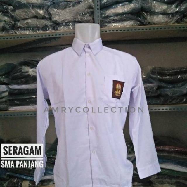 Baju putih SMA panjang kain twist/licin Seragam sekolah