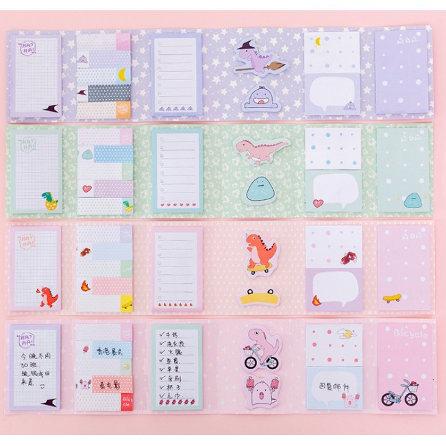 Set Notes Tempel PANJANG Sticky Notes Motif Gambar DINOSAURUS / Sticky Notes Set Karakter Dinosaurus