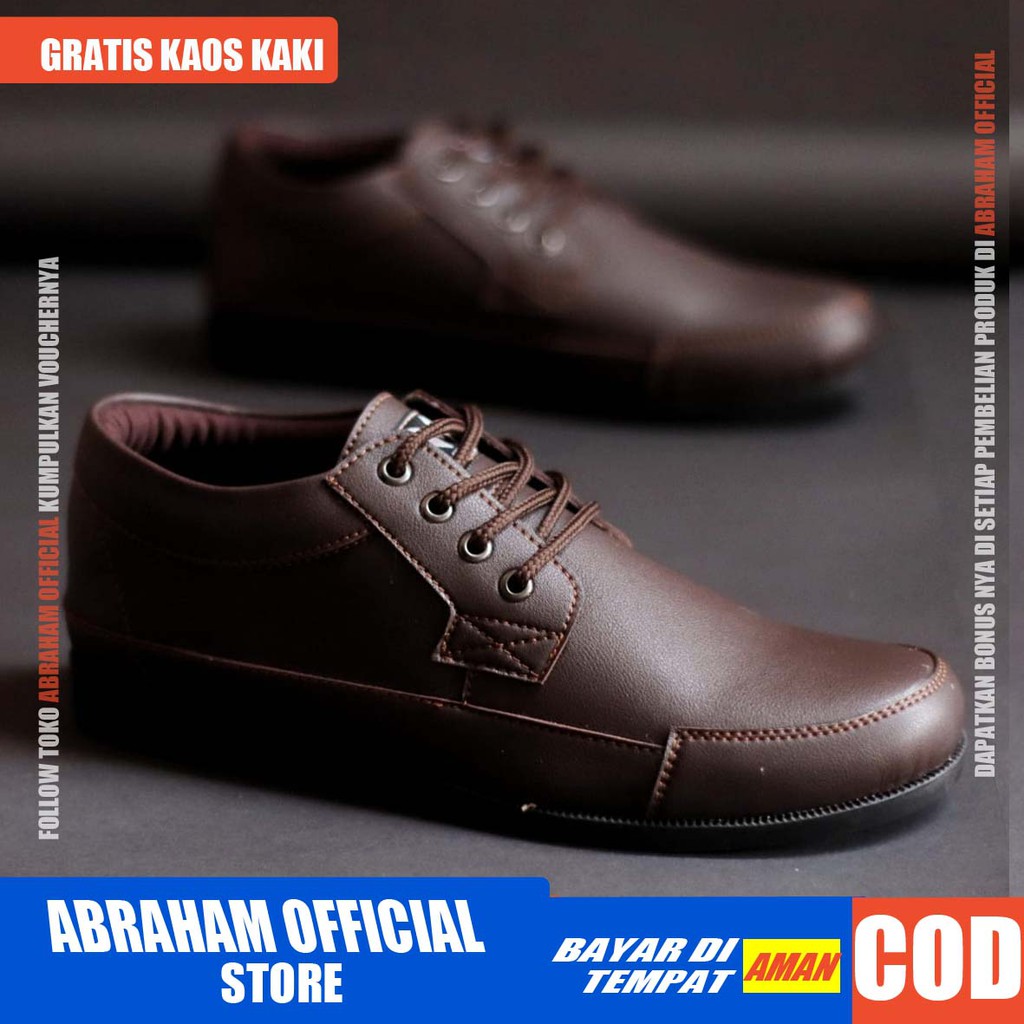 ABRHM x PILERI Sepatu Kasual Pria Sepatu Casual Kulit Pu Sepatu Pria Casual Cowok/Cowo Sepatu Kerja Kantor Semi Formal Anti Slip Kuliah Kondangan Gaya keren Kekinian Murah Terlaris