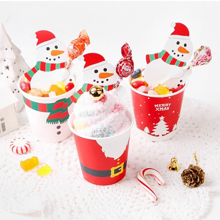 25pcs / Set Kartu Ucapan Desain Sayap Burung Hitam / Santa Claus / Penguin / Snowman Untuk Dekorasi Natal