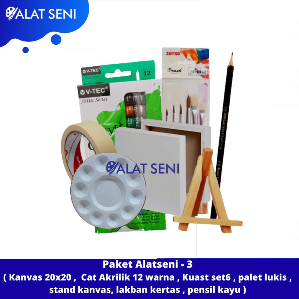 

Hampers Paket Alatseni 3 - Paket melukis kumplit seni 3 / Set Kanvas Lukis / Painting Kit / Paket Lukis komplit