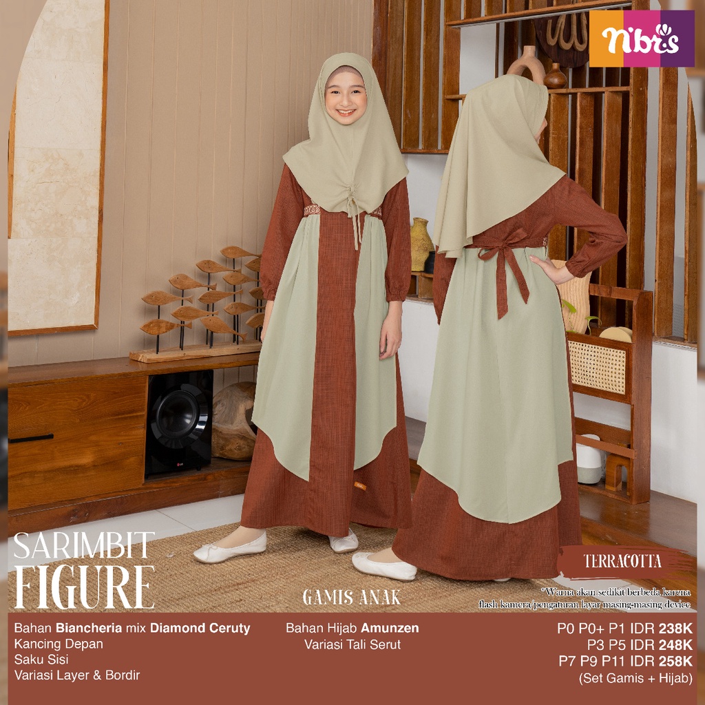 Nibras Figure Terracotta Gamis Anak Set Hijab Busana Muslim Anak Perempuan