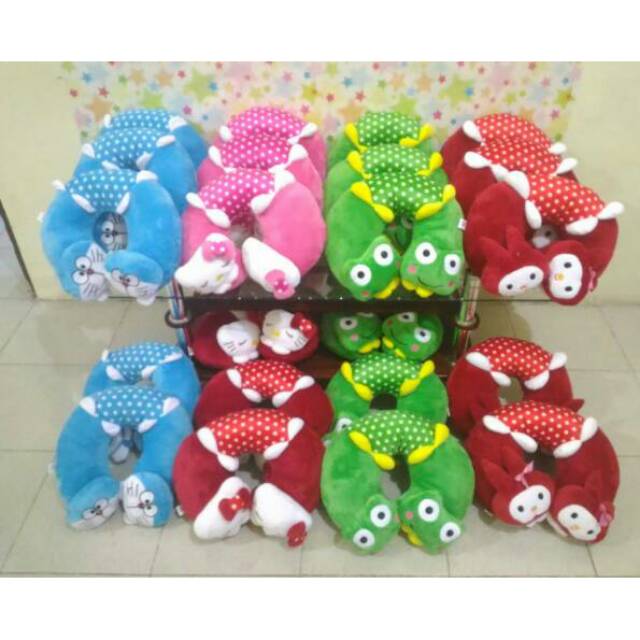 Bantal leher karakter / bantal leher keropi / bantal leher hello kitty / bantal leher Doraemon