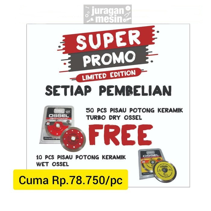 PROMO Paket 60pcs 50 Pisau Potong Granit Turbo GRATIS 10  Potong Keramik Merah Ossel