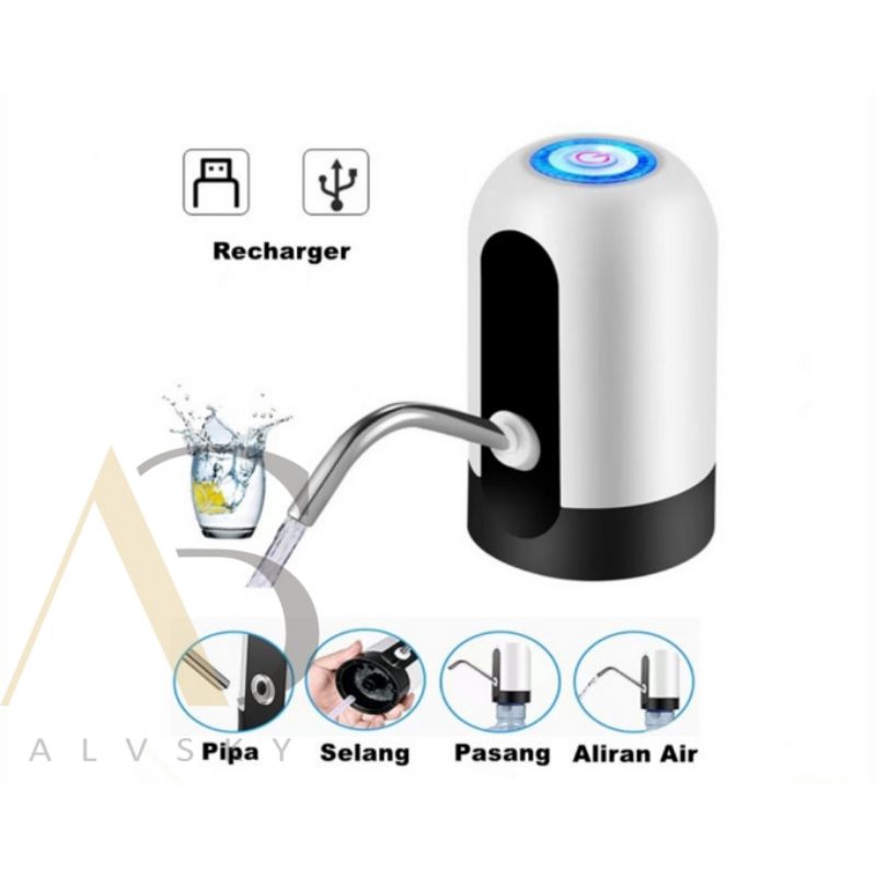 POMPA AQUA GALON ELEKTRIK USB CHARGE / POMPA GALON USB RECHARGE LISTRIK ELEKTRIK LED / NON LED / DISPENSER AIR MINUM