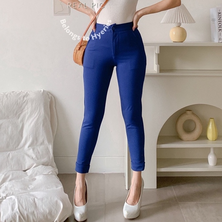 HYERIES COMFY ++ HA EUN Highwaist Pants / Celana Panjang Wanita /  Ankle Pants / Celana Ankle / Long Pants / Celana Kerja Wanita / Slim Fit Pants / Celana Kasual Wanita / Celana Hitam / Celana Pensil Wanita / Celana Scuba / Celana Korea