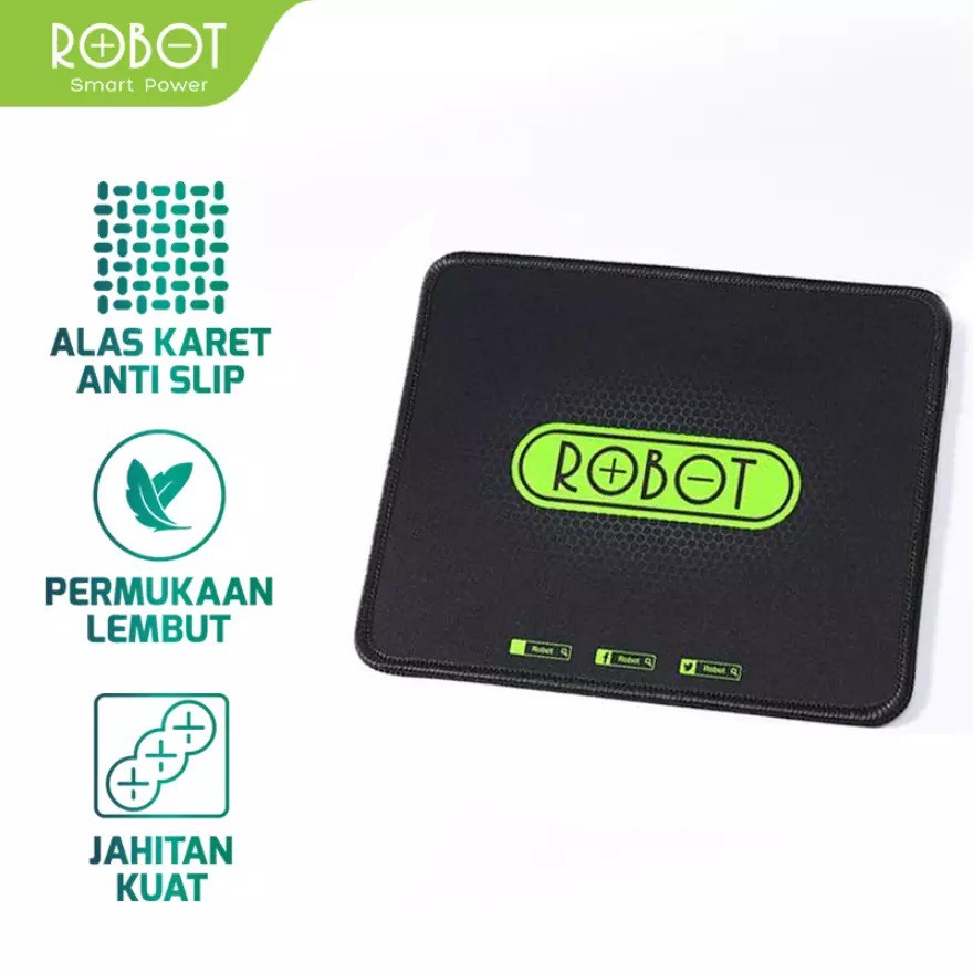 Mousepad Anti Slip ROBOT MP01 Gaming Polos Hitam Original