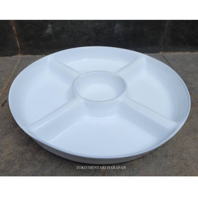 Piring saji sekat keramik putih party plate porcelain
