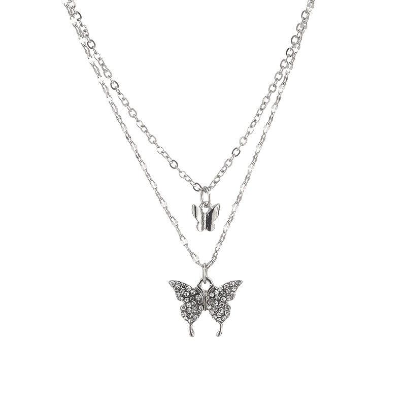 Kalung Rantai Double Layer Model Butterfly Gaya Korea