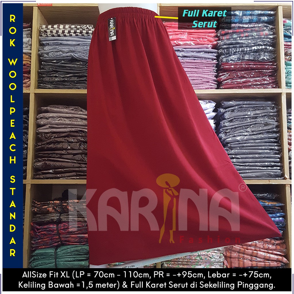 Rok Kerja Panjang Wolfis Wolvis Wolpeach Polos Premium Grade A Full Karet Pinggang KaRINA TERMURAH