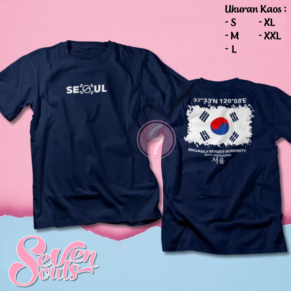 Kaos Distro Bendera Korea Seoul Flag Logo / Baju Hangeul Korean Flag Culture / Tshirt Distro - 7288