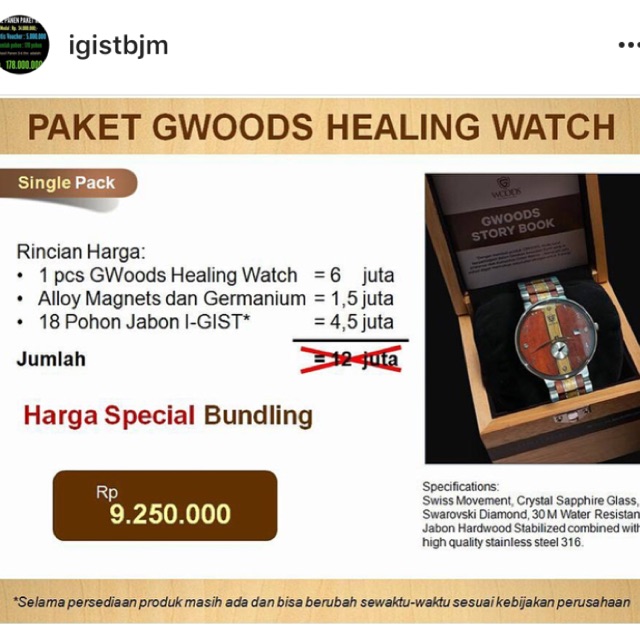 Jam tangan Gwoods Healing watch