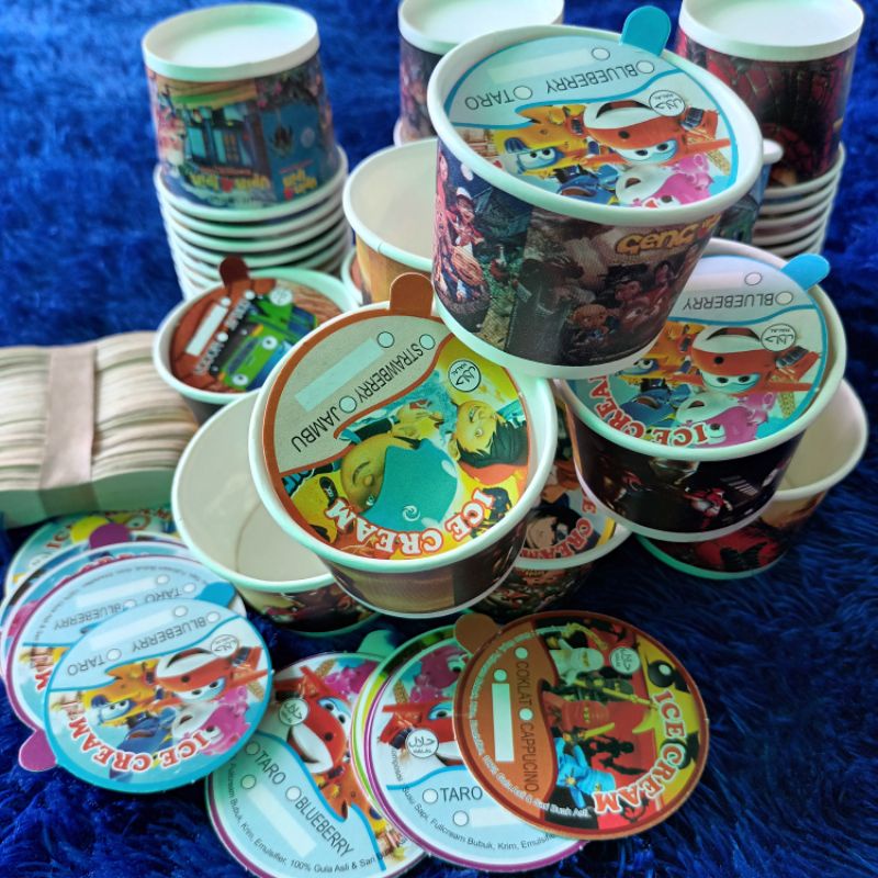 Paket Cup Es Krim lengkap cup+tutup+sendok