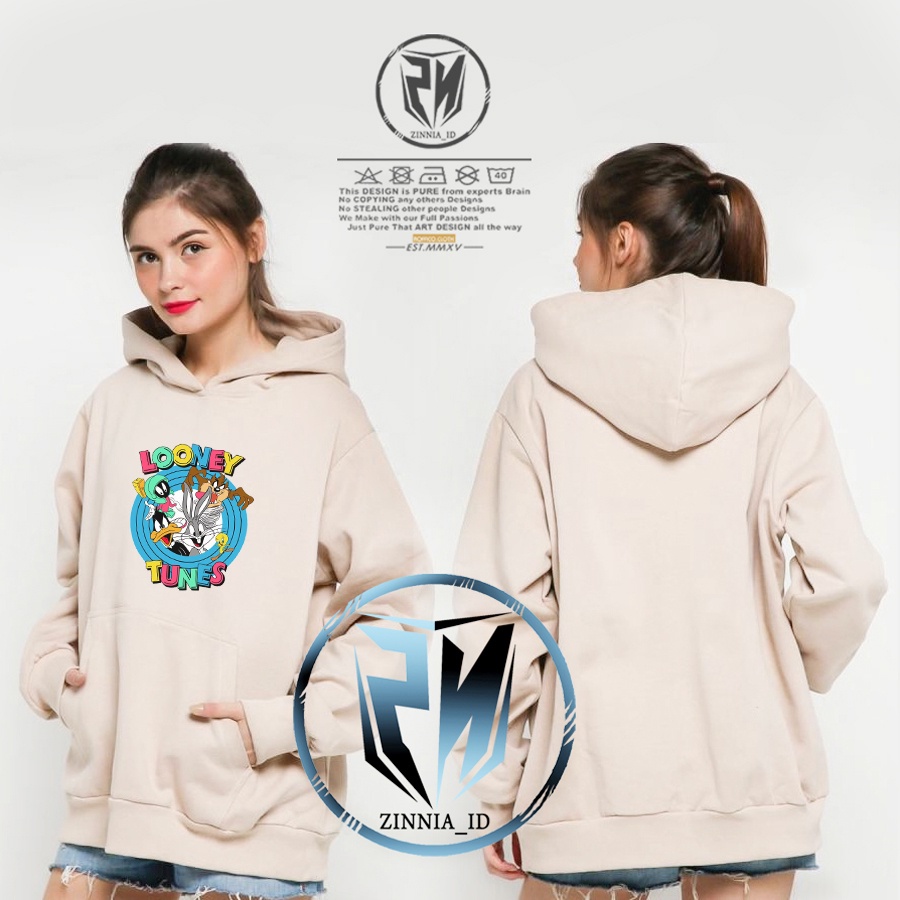Zinnia_id Jaket Pullover Hoodie Cream - LOONEY TUNES