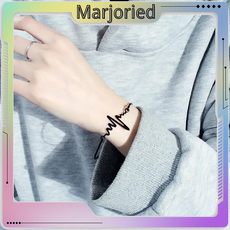 Gelang Rantai Adjustable Simple Model Elektrokardiogram Untuk Pria/Wanita/Pasangan-MJD