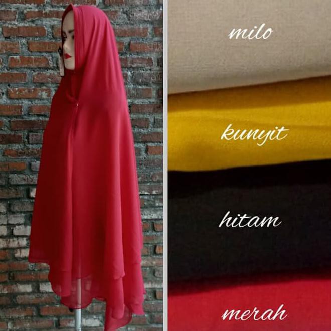 Baru Khimar 2 Layer Jumbo / Sifon Ceruty /Jilbab Syarii/ Hijab