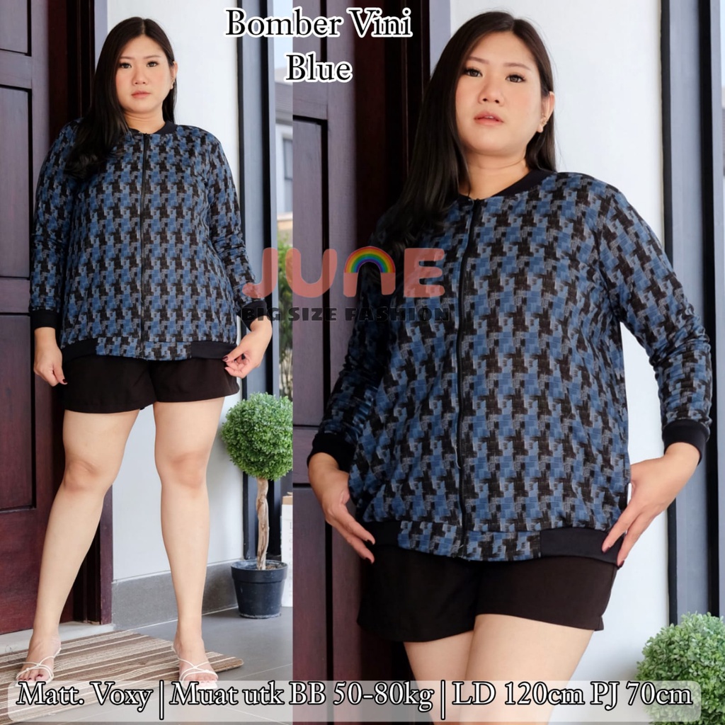 IK JUNE - BOMBER JUMBO WANITA MOTIF ABSTRAK / BOMBER WANITA UKURAN BESAR / BOMBER WANITA BIG SIZE /