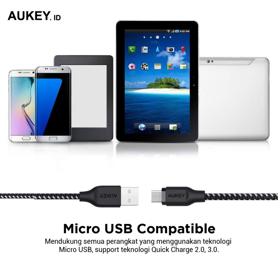 Aukey Cable CB-BAM2 2m Braided Nylon USB2.0 to Micro