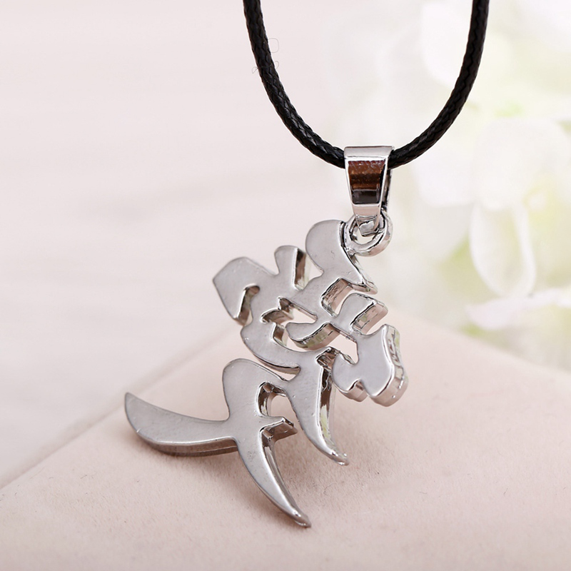 NARUTO NECKLACE Gaara Love Kanji Symbol Pendant Sasuke Itachi Kunai Ninja Anime