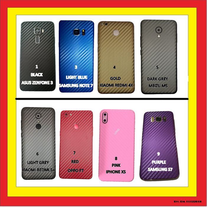 ANTI GARSKIN ANTI GORES GARSKIN VIVO V19 6.44 INCH STIKER KARBON BELAKANG 402315