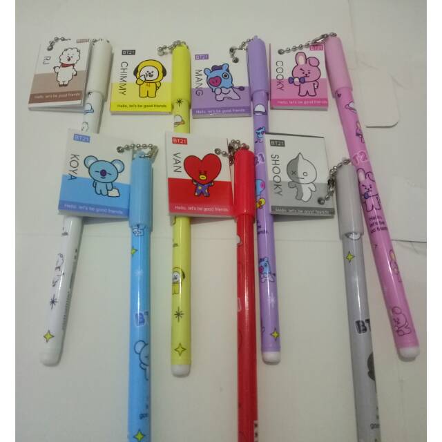 

Pulpen bt21 #BTS gantungan buku ,Pulpen BTS Buku Mini / Bolpen Gel Karakter BTS