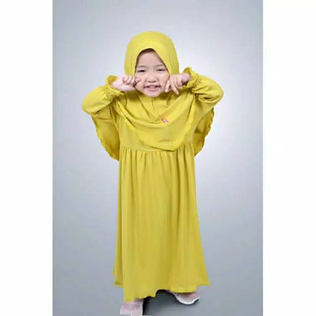 GAMIS  1SET maryam renda //FIOLA Anak // Pakaian Muslim anak Dgn Bahan Jersey Lembut adem dan street