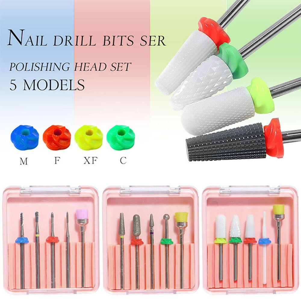 R-flower 5Pcs/Set Mata Bor Kuku Set Electric Manicure Drills DIY Nails Art Dekorasi Tungsten Steel