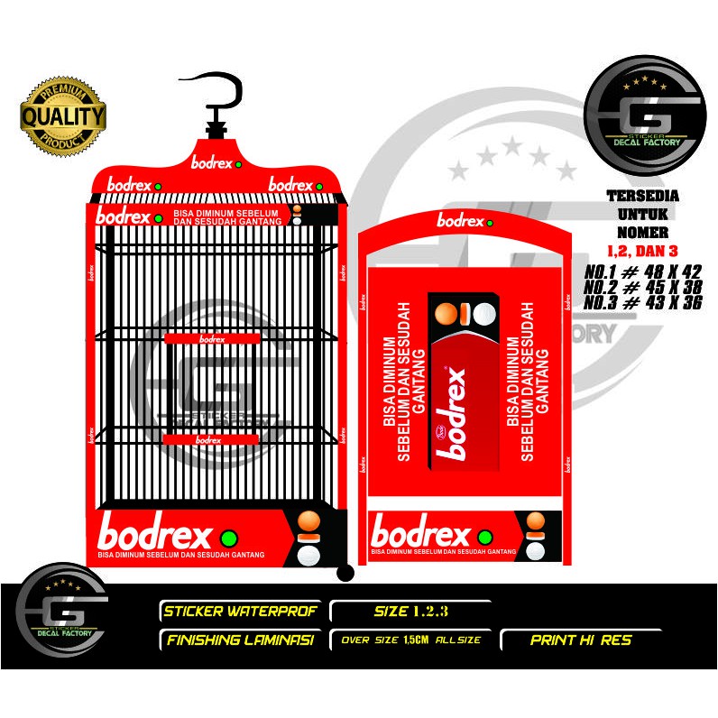 DECAL TEBOK/EBOD SANGKAR KOTAK NO.1,2,3 MOTIF BODREX
