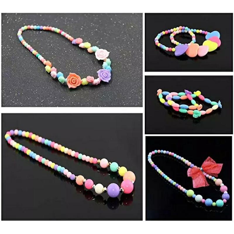 (25pcs) Manik Manik Mote Pastel Mote Susu Motif Love Bunga Bintang Bahan Craft Dan Kerajinan Kalung Gelang