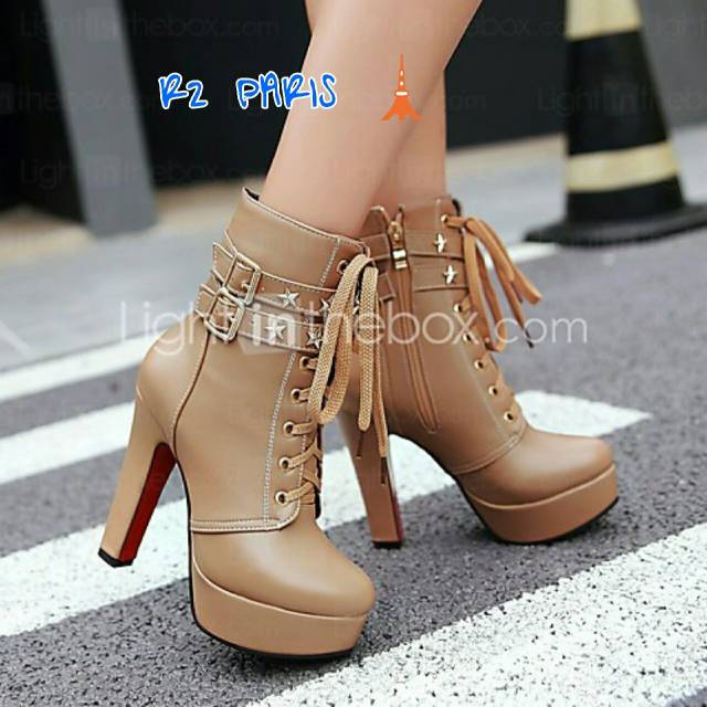 ZPT-Sepatu boot heels wanita terbaik OF-42