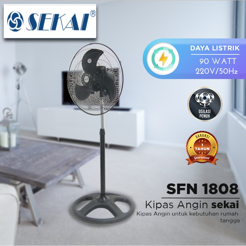 SEKAI Kipas Angin Berdiri / Stand Fan Tornado Metal 18 Inch - SFN 1808