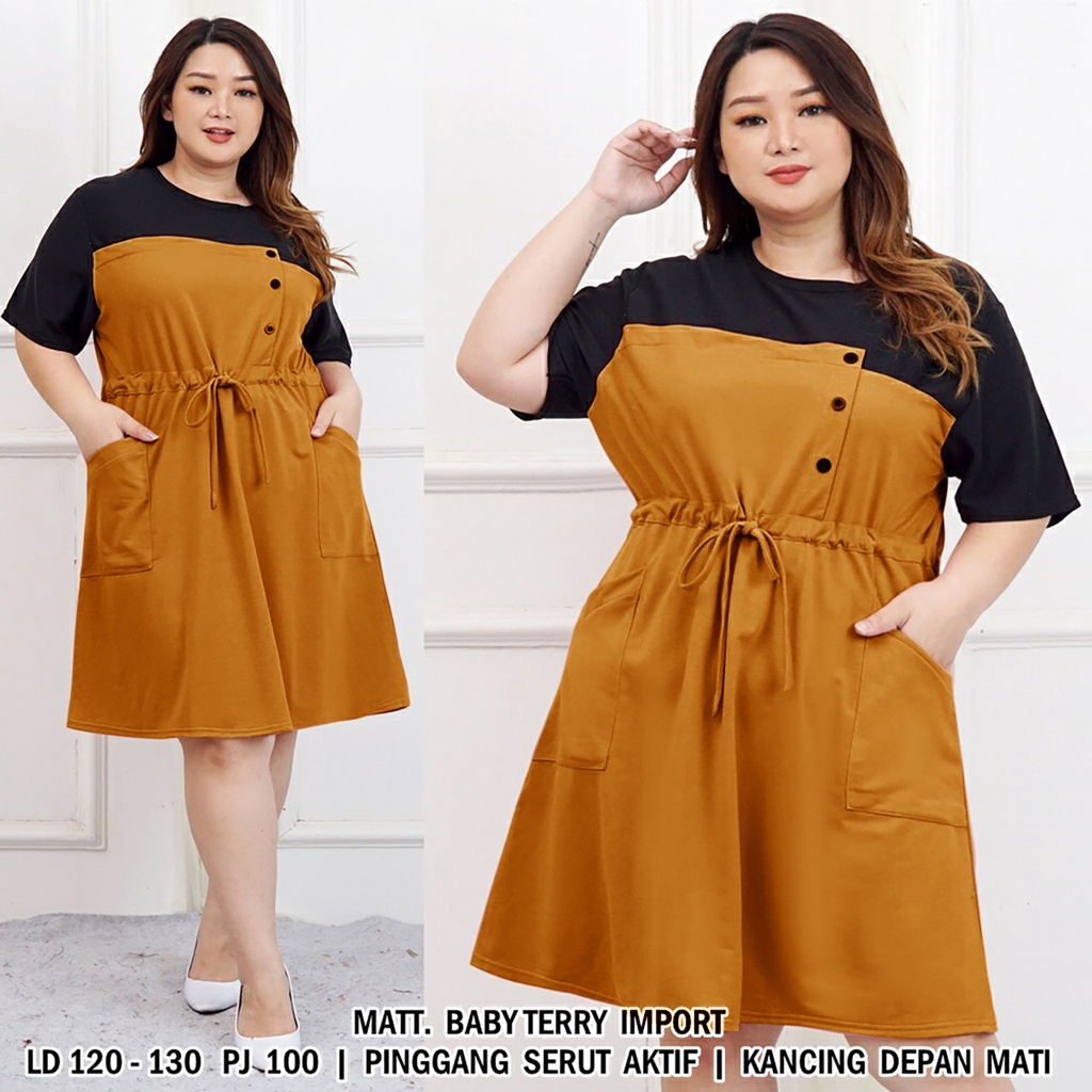 WSE390 - Dress Anisa JUMBO 3XL BIG SIZE UK Fit L To XXXL LD 120 - 130 CM PJ 100 CM PREMIUM QUALITY