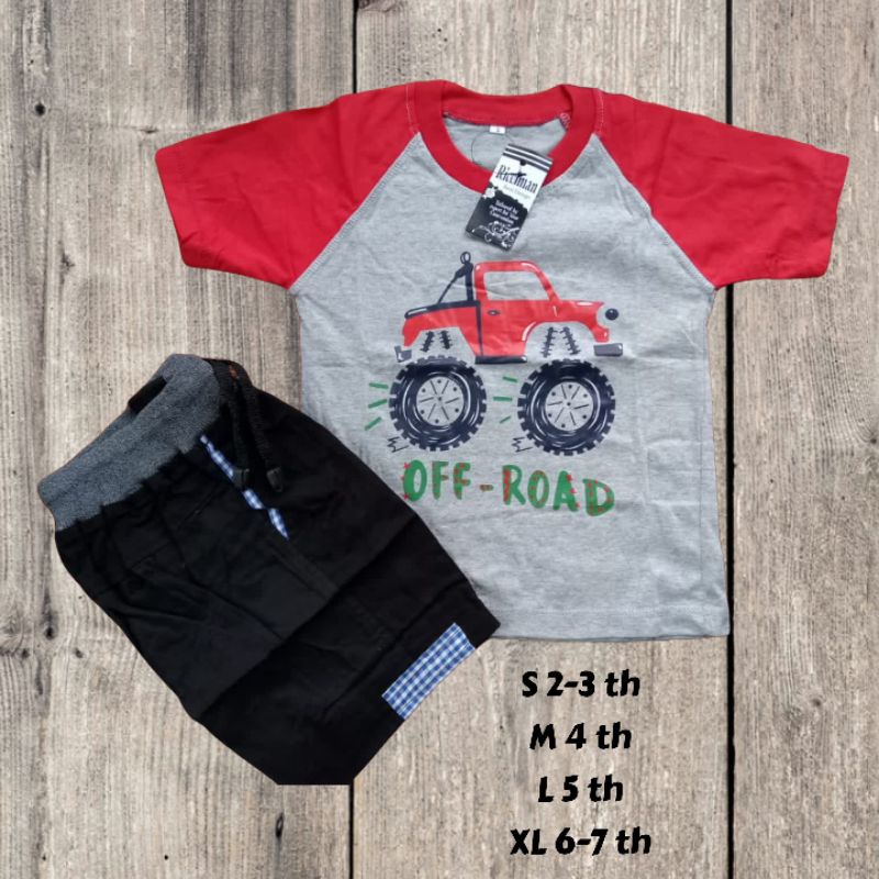 Setelan Baju Anak Motif Mobil Traktor Hiu Baby Shark Usia 2-7 Tahun Setelan Kaos Anak Laki Laki Murah Kualitas Premium Zagzeg Clothing