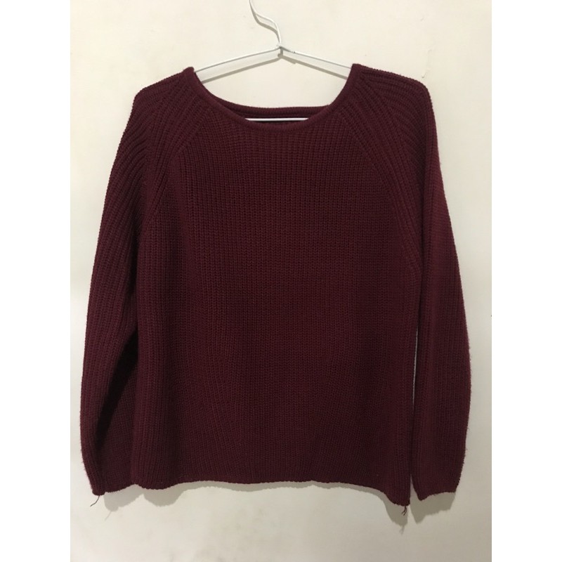 JUAL RUGI SISSY Ld 120 KNIT BYMERAA MAROON | PRELOVED SWEATER RAJUT